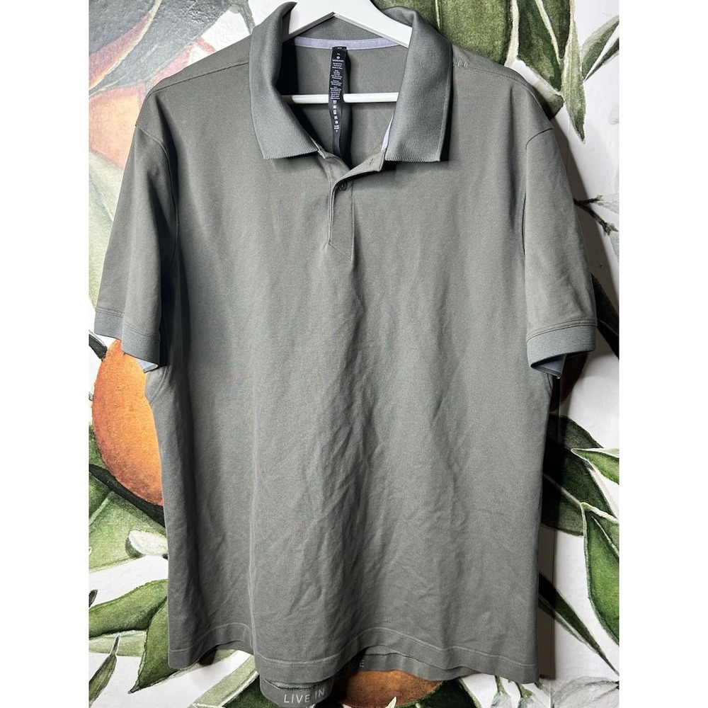 Lululemon Mens XL Green Short‎ Sleeve Polo Shirt Casual